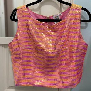 NEON SEQUIN STRIPE TOP - Queen of Sparkles